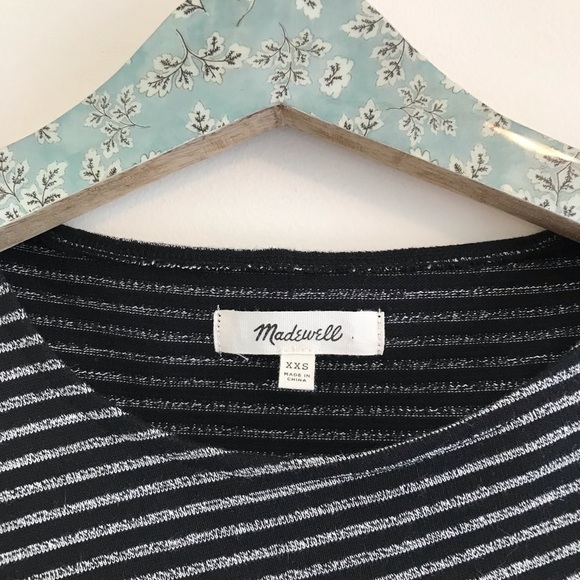 Madewell Striped Crossover Tank Black White - Picture 2 of 7